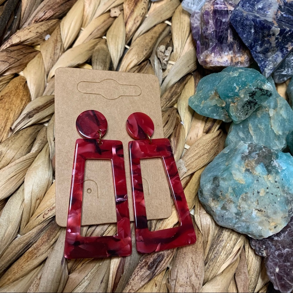 Red acrylic post earrings